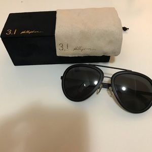 3.1 Phillip Lim Black Aviator Sunglasses